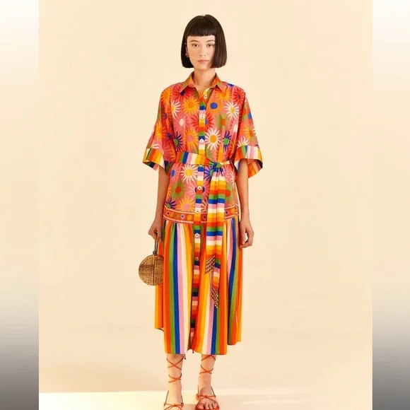 FARM Rio Multicolor Floral Striped Maxi Dress - Picture 2 of 6